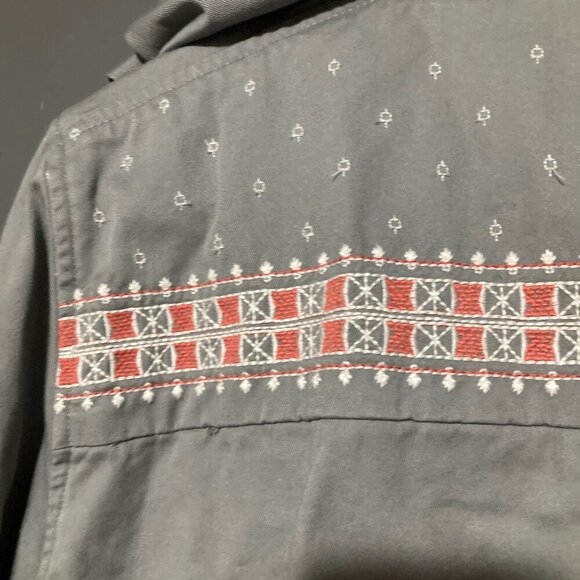 Roxy Women Size L Grey Windbreaker Jacket Surfer Geo Pattern Hood Lightweight - Picture 13 of 13